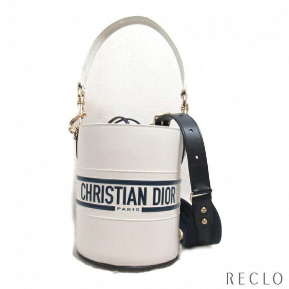 Dior Handbags - Dior Shoulder Bag Leather White Navy Blue